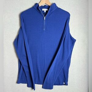 Peter Millar Navy Sunwashed Waffle Knit Quarter-Zip Pullover Soft Long Sleeve S